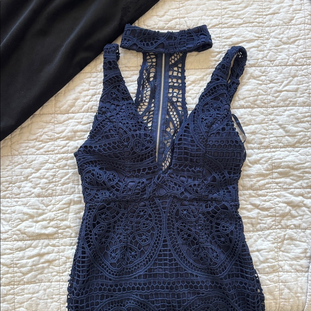 Angel Biba Navy Lace Midi Dress
